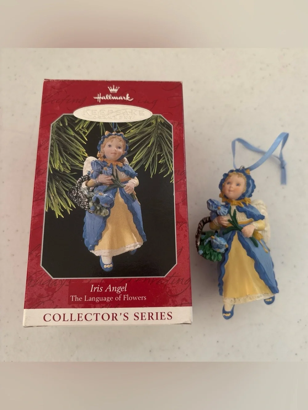 Hallmark Iris Angel Ornament - Blue and Yellow